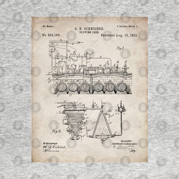 Brewing Beer Patent - Beer Art - Antique by patentpress